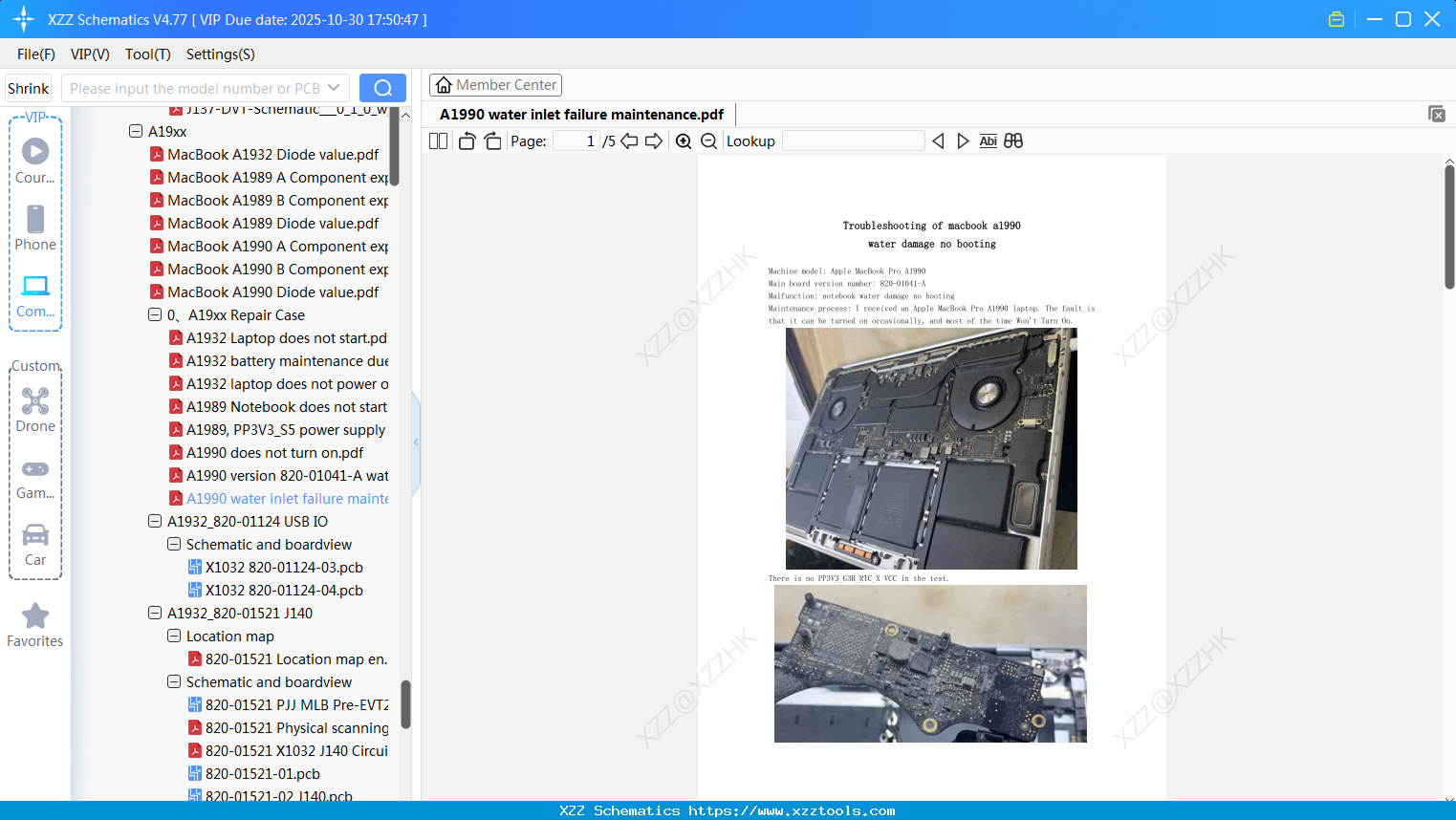 Laptop Apple A1990 Water Inlet Failure Maintenance